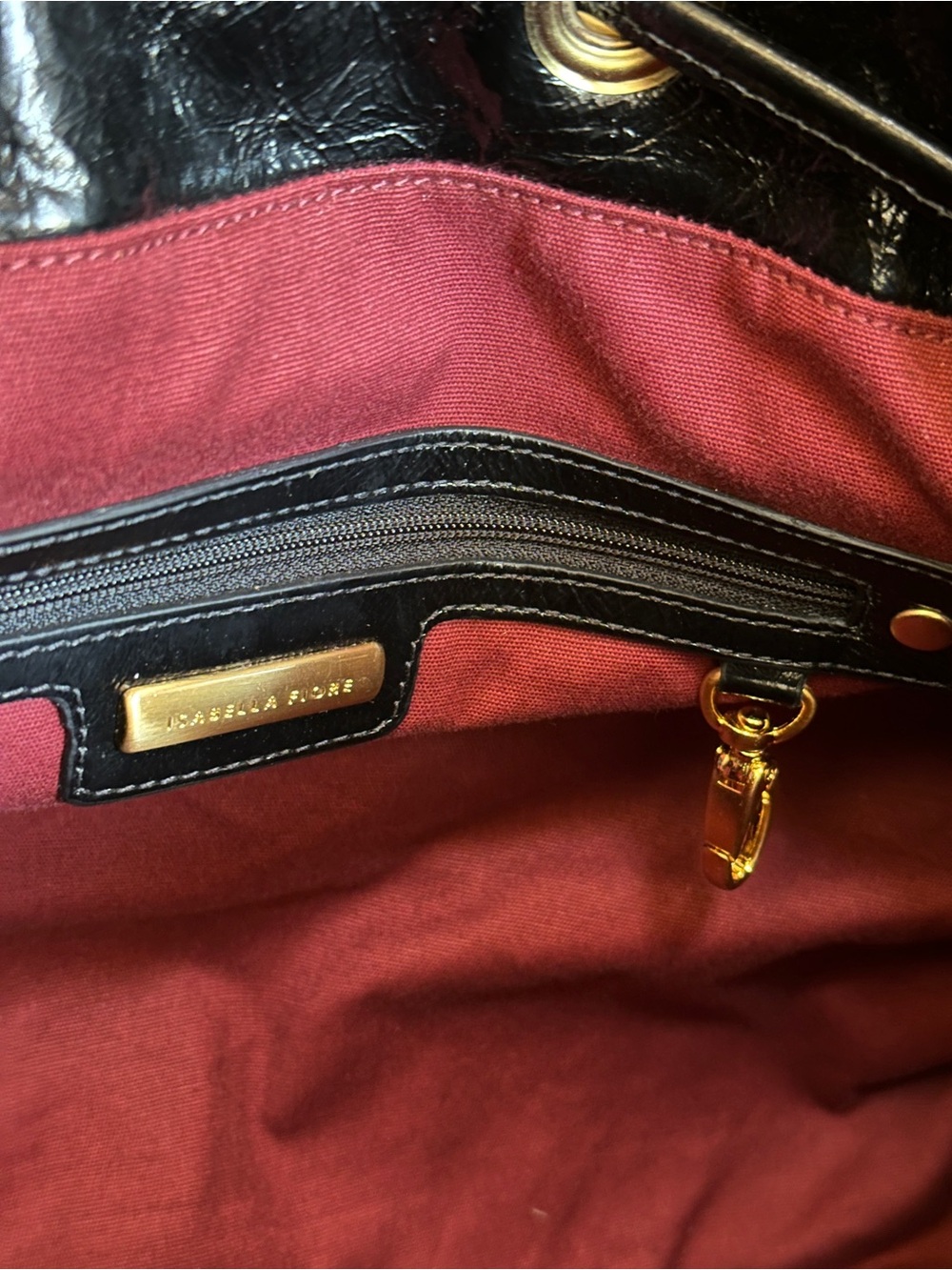 Isabella Fiore Black Leather Multicolor Embroidered Satchel - Picture 7 of 12